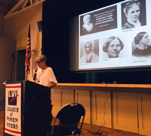 Nancy Bell (League of Women Voters) spoke about women's suffrage at our September potluck.